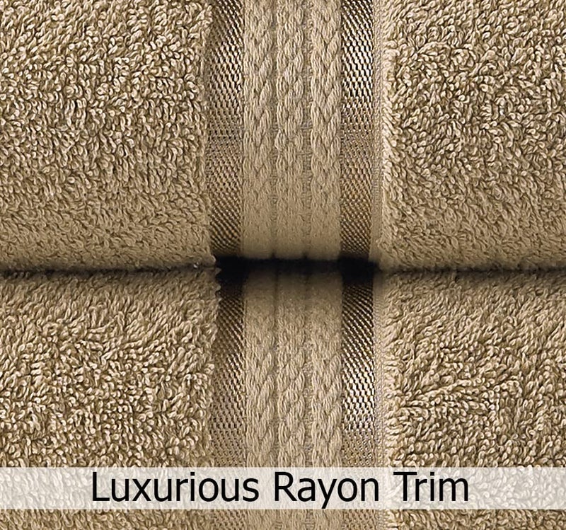 Cotton Craft Ultra Soft 6 Piece Towel Set Linen, Luxurious 100% Ringspun Cotton, Heavy Weight & Absorbent, Rayon Trim - 2 Oversized Large Bath Towels 30x54, 2 Hand Towels 16x28, 2 Wash Cloths 12x12 - Image 2